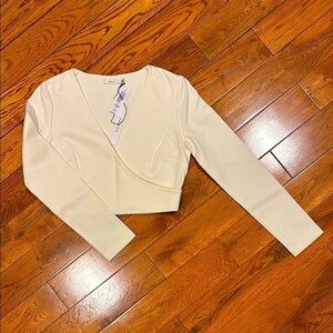 TALULA (Aritzia) Wrap style crop top in cream BRAND NEW